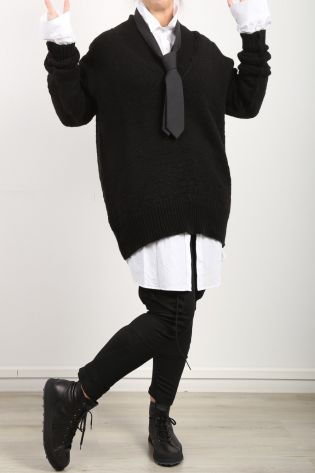 daniel andresen - Pullover FAGNANO mit großem V-Ausschnitt Boyfreind Style Wolle (Yak) black