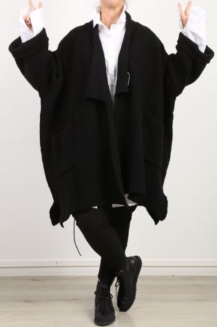 daniel andresen - Strickmantel NAMU mit Schalkragen Oversize Wolle (Merino) black