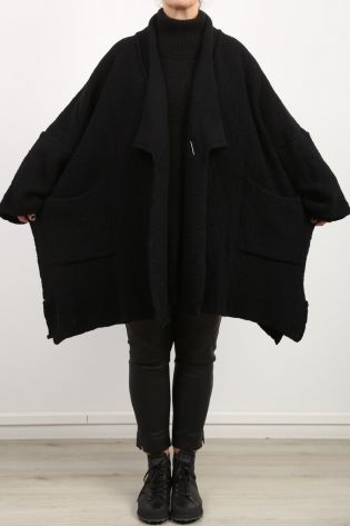 daniel andresen - Strickmantel NAMU mit Schalkragen Oversize Wolle (Merino) black