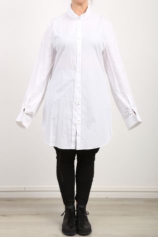 ann demeulemeester - Blusenkleid Hemdkleid mit Ärmeln in Überlänge Cotton Popeline white