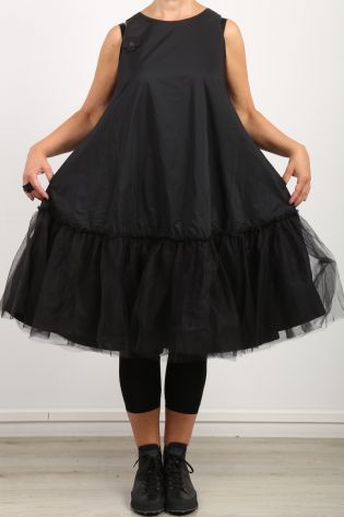 pluslavie - Kleid MESH DRESS aus Taft mit Tüll und Kreuz Patch black