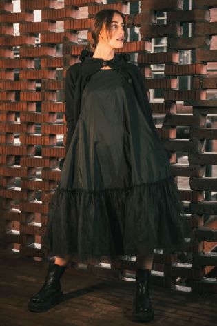 pluslavie - Kleid MESH DRESS aus Taft mit Tüll und Kreuz Patch black