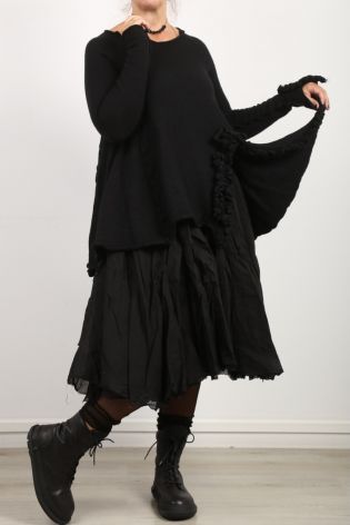 rundholz black label - Sweater with ruffles in A-line boiled wool black