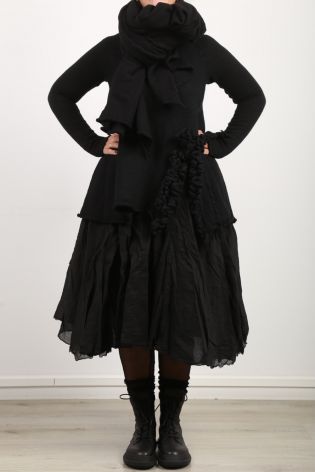 rundholz black label - Sweater with ruffles in A-line boiled wool black