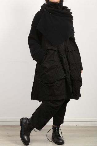 isabel benenato - Large scarf with one sleeve wool (merino + yak) black