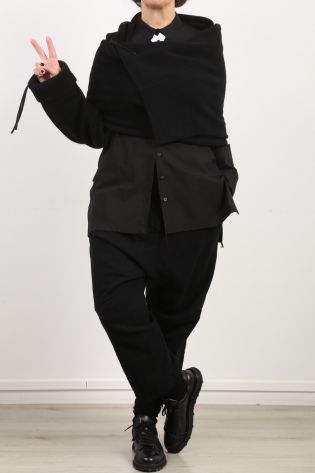 isabel benenato - Großer Schal mit einem Ärmel Wolle (Merino + Yak) black