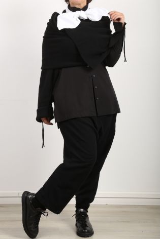 isabel benenato - Large scarf with one sleeve wool (merino + yak) black