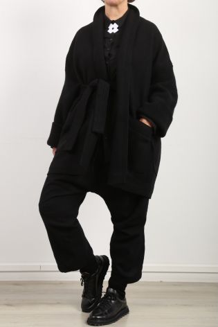 isabel benenato - Jacket felted wool (merino) and knit yak black