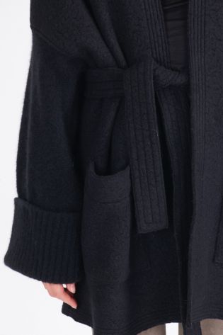 isabel benenato - Jacket felted wool (merino) and knit yak black