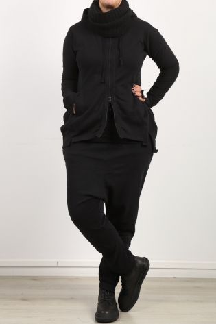 rundholz black label - Sweaterjacke mit Kapuze und Zierstreifen Cotton black