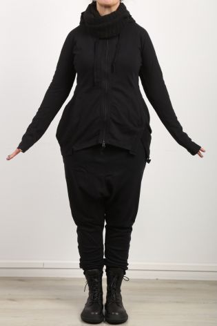 rundholz black label - Sweaterjacke mit Kapuze und Zierstreifen Cotton black