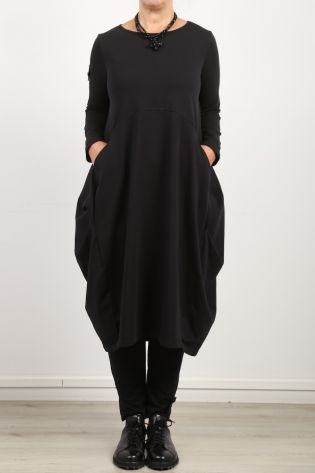 pluslavie - Ballonkleid SWEAT DRESS mit seitlichen Kellerfalten und Taschen Cotton black
