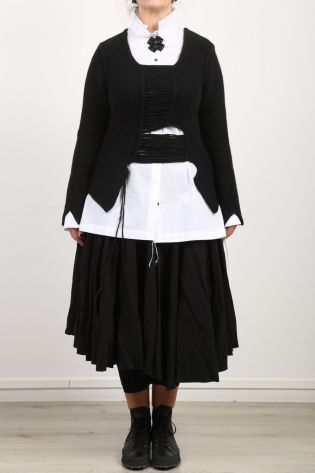 isabel benenato - Pullover mit Durchblick und Asymmetrie Wolle (Merino + Yak) black