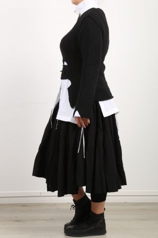 isabel benenato - Pullover mit Durchblick und Asymmetrie Wolle (Merino + Yak) black