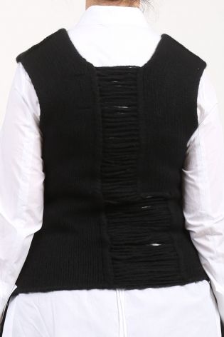 isabel benenato - Pullunder mit Durchblick und Asymmetrie Wolle (Merino + Yak) black