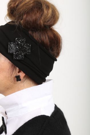 isabel benenato - Strick Kragen Stirnband Mütze Viskose Stretch black