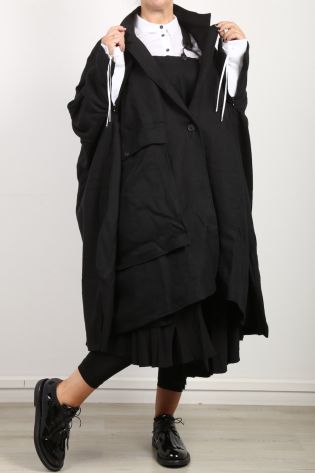 rundholz dip - Mantel mit großer Tasche Wolle-Leinen-Mix Oversize black