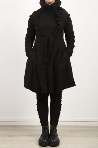 rundholz - Mantel mit Raffungen und Reißverschluss Stretch black