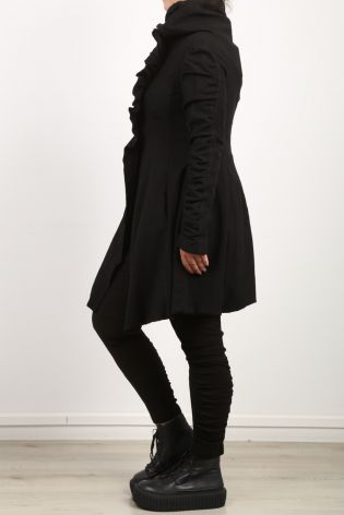 rundholz - Mantel mit Raffungen und Reißverschluss Stretch black