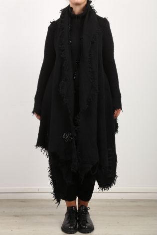 rundholz dip - Pullover mit Stehkragen und offenen Schnittkanten kuschelig black