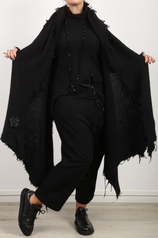 rundholz dip - Pullover mit Stehkragen und offenen Schnittkanten kuschelig black
