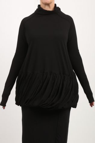 rundholz black label - Shirttunika mit doppellagigem gedrehtem Schößchen Cotton black