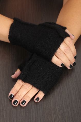 rundholz - Handschuhe fingerlos mit Daumen kuschelig black