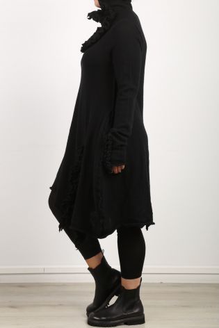 rundholz black label - Knit Dress Tunic with ruffles in A-line boiled wool black