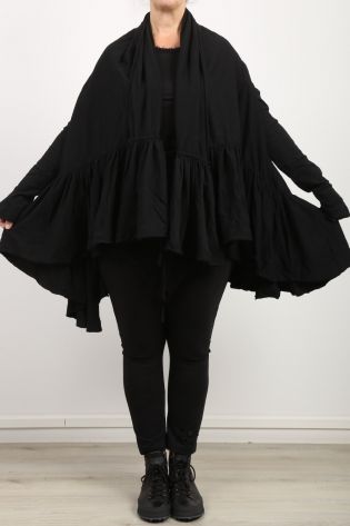 rundholz black label - Shirt coat with large flounce and shawl collar oversize black