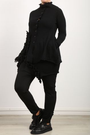 rundholz black label - Cardigan with ruffles in A-line boiled wool black