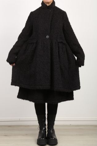 rundholz - Mantel mit großem Volant Teddy Alpaka black