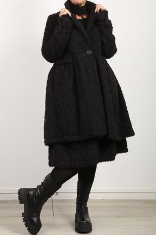 rundholz - Mantel mit großem Volant Teddy Alpaka black