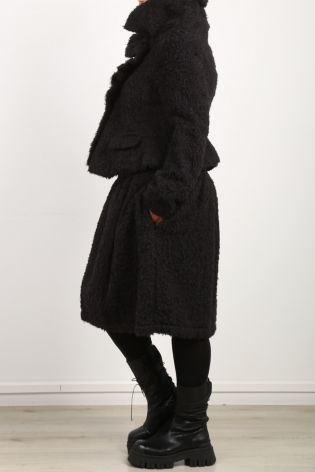 rundholz - Jacke mit Rüschen und großem Kragen Teddy Alpaka black