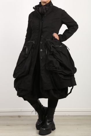 rundholz dip - Coat with extra large pockets Cotton Stretch black
