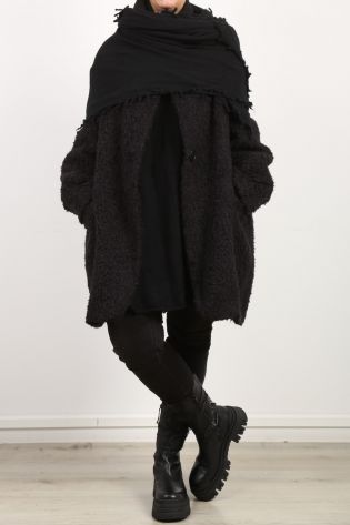 rundholz - Mantel im Sakko Style Teddy Alpaka Oversize black