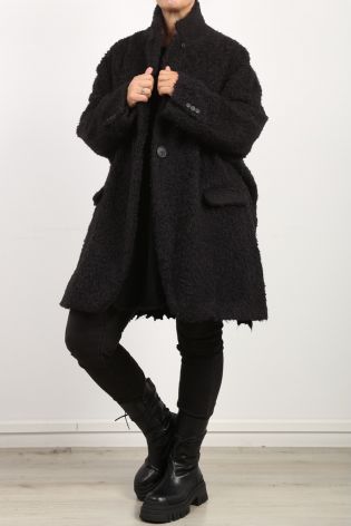 rundholz - Coat in jacket style teddy alpaca oversize black
