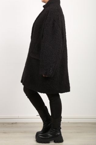 rundholz - Coat in jacket style teddy alpaca oversize black