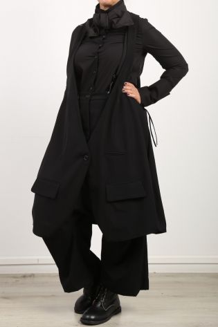 rundholz - Long vest with bow virgin wool gabardine black