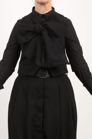 rundholz - Vest with large bow virgin wool gabardine black