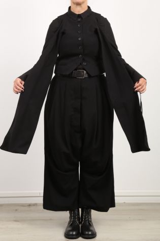 rundholz - Vest with large bow virgin wool gabardine black