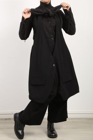 rundholz - Wide pleated trousers virgin wool gabardine black