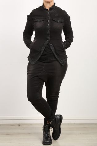 rundholz - Denim jacket with ruffles on the sleeves black jeans
