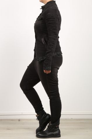 rundholz - Denim jacket with ruffles on the sleeves black jeans