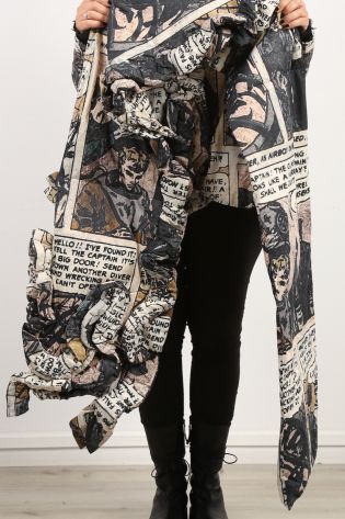 rundholz black label - Scarf comics with ruffles and duck down comic print