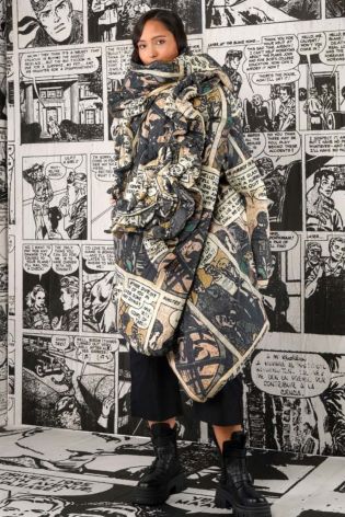 rundholz black label - Scarf comics with ruffles and duck down comic print