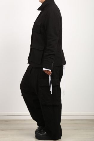 rundholz dip - Weite Hose mit großen Taschen Schurwolle black