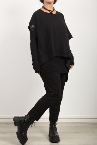 black by k&m - Sweater in asymmetry Cotton Oversize + Ring Set black