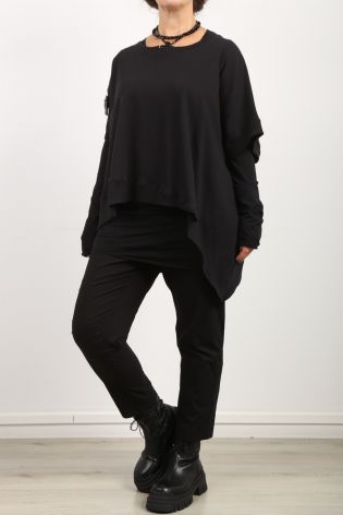black by k&m - Sweater in Asymmetrie Cotton Oversize + Ring Set black