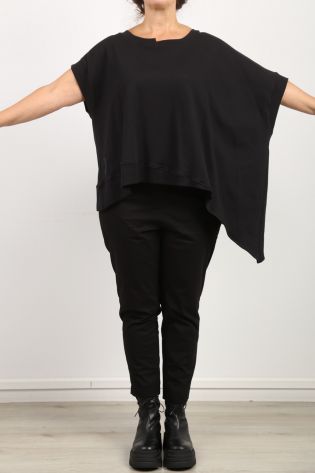 black by k&m - Sweater in Asymmetrie Cotton Oversize + Ring Set black