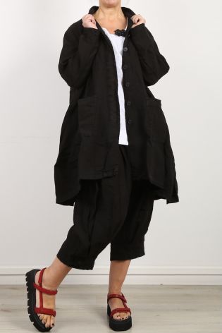 rundholz black label - Mantel mit großen Taschen Leinen Oversize black